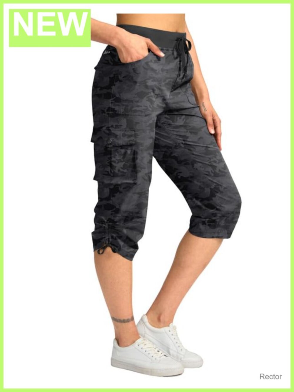 Women's Cargo Capri Hiking Pants Quick-Dry 5-Pocket with Drawstring